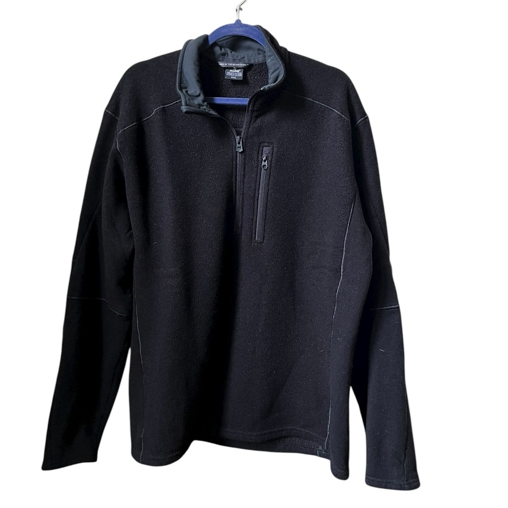 Men’s Kuhl Long Sleeve 1/2 Zip Black Pullover Sweatshirt Sweater Size XXL